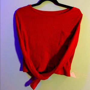 Burnt Orange long sleeve crop top with mini pocket